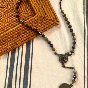 French Kande tiger eye ‘Orangina’ necklace
